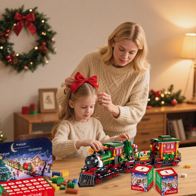 Advent Calendar 2025 Building Blocks Set - 24-Day Christmas Countdown Calendar - Santa Sleigh Christmas Tree Decorations Gifts for Kids Boys & Girls and Adults(770PCS)
