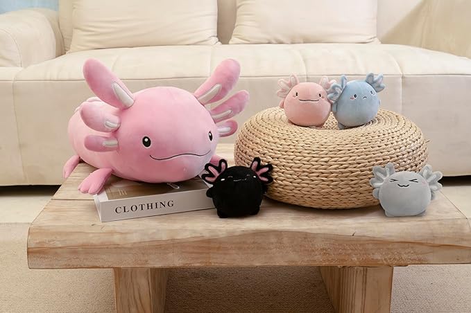 Niuniu Daddy 23" | 5Pcs Axolotl Plush Toys with 4 Babies Inside- Soft Pink Axolotl Stuffed Animal, Cute Birthday Or Christmas Plushies Gift for Girls & Boys