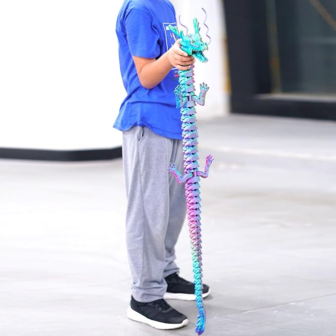 47.3inch Super Large 3D Printed Dragon Models,Flexible Joint Animal lacertid Figurines, 3D Printing Stuff Cheap,Stress Relief, Fidget restlessness, ADHD Toys, Surprise Fantasy Gifts (47.3inch)