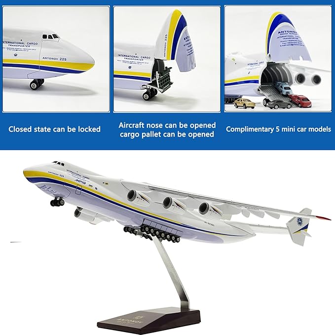 1:200 Scale AN225 Model Airplane，Openable Cabin, 17-inch Length, Resin Aircraft Model Toy for Gifts and Collections (an225-1)