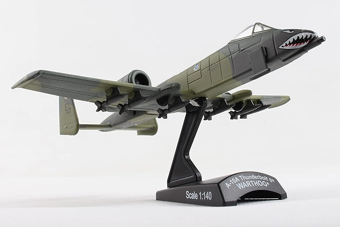 Postage Stamp Daron A-10 Thunderbolt II Die-Cast Model – 1:140 Scale Close Air Support Aircraft, Flying Tigers Edition, GAU-8 Avenger Cannon, 4.625” Length x 5” Wingspan, Adult Collectible Ages 14+
