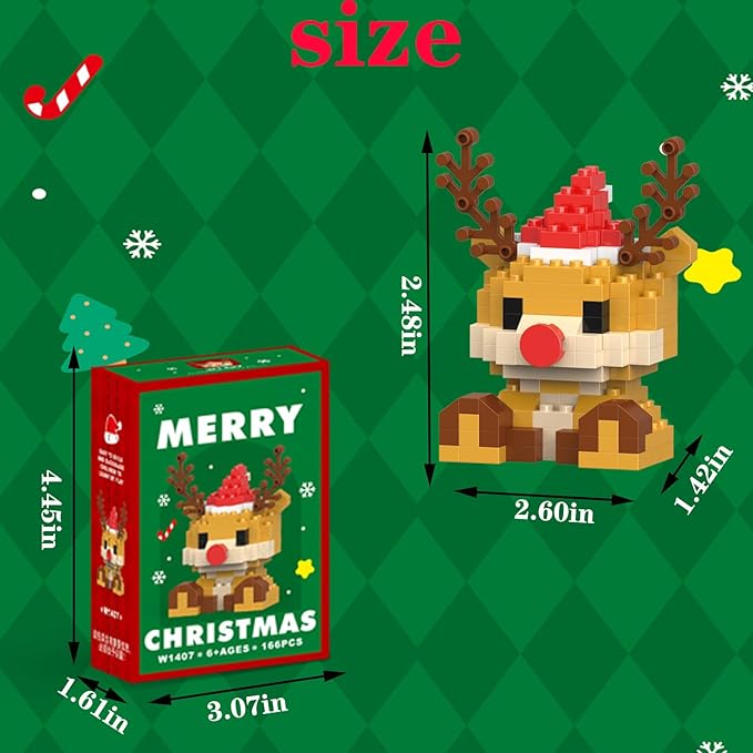 Christmas Reindeer Building Blocks Set Compatible with Lego Advent Calendar 2025 Stacking New Toys Holiday Present Box New Year Xmas Gifts for Kids for Boys & Girls and Adults