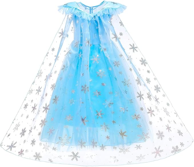 Princess Dresses for Girls Costumes Birthday Party Halloween Dress Up with Wig,Crown,Mace,Gloves Accessories 3-10 Years