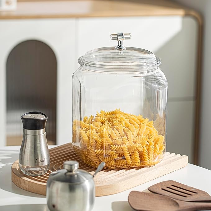 101oz Plastic Food Storage Jar with Airtight Seal Lid, Square Kitchen Counter Container for Cookies, Candy, Pasta, Dry Goods for Pantry Organization，3L