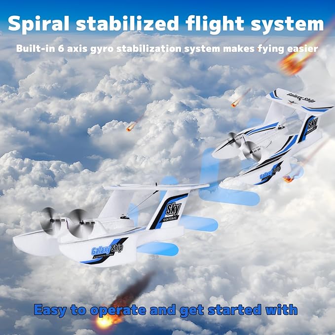 Hobby RC Airplanes - Sea Land & Air RC Plane KF603， 2.4GHZ Waterproof Rc Aircraft & 6-Axis Gyro Stabilization Systemfor with Beginners Adults Kids RC Float Plane for Enthusiasts
