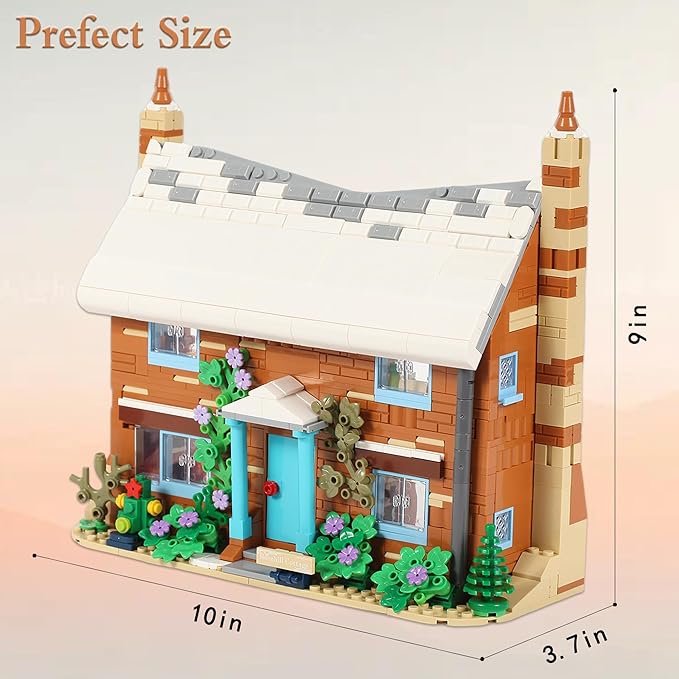 The Holiday Christmas Building Set, Rosehill Cottage Village Compatible with Lego – Cozy Winter House with Figures & Dog, Creative Display Gift for Adults, Kids & Movie Fans (841PCS)