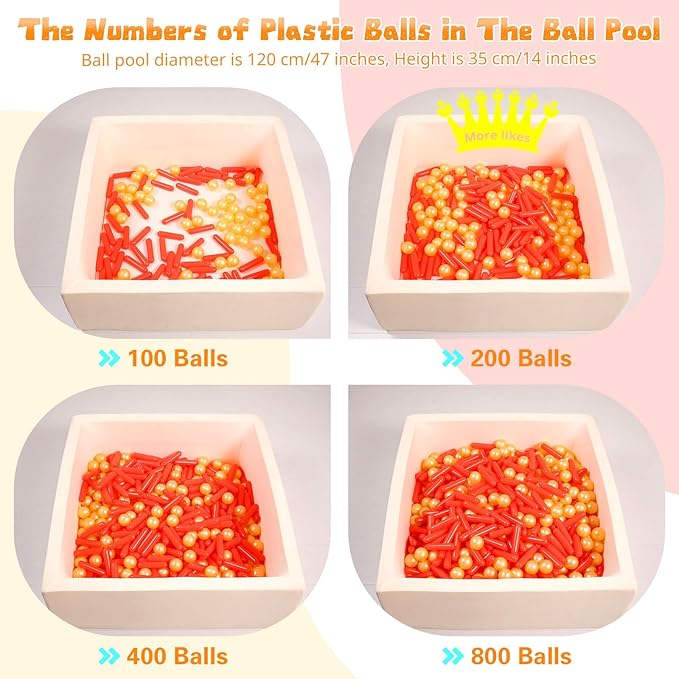 Ball Pit Balls and Strips for Ball Pits, 50 200 500pcs Cute Plastic Star Toy Balls for Kids, Baby Toddler 1-3 Birthday, Bounce House, Play Tent, Baby Pool Water Toys, Party