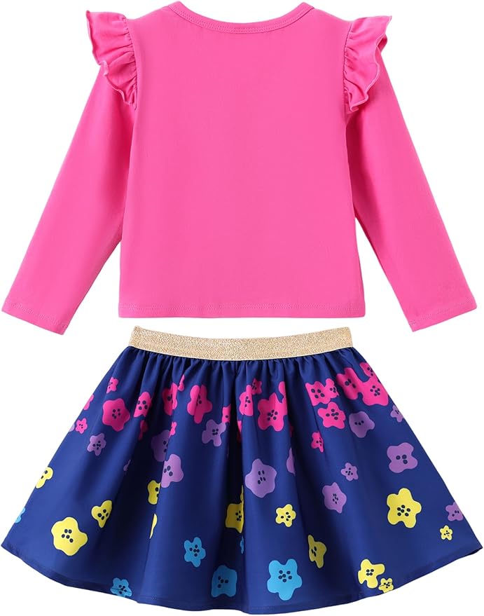 Peppa Pig Girls Skirt Sets Long Sleeves Top Shirt and Skirt Fall Outfits Cute Clothing Sets for Birthday Party Toddler Girl