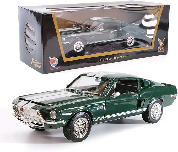 1968 Ford Shelby Cobra GT-500KR 1:18 Scale Diecast Model Premium Alloy Sports Cars with Display Case, Working Steering, Best Gift for Men, Dad & Kids 14+ Years Collector's(Green)