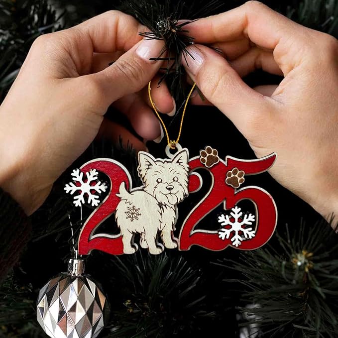 2025 Yorkshire Terrier Christmas Ornament – Wooden Yorkie Dog Ornament for Tree, Cute Puppy Holiday Decoration, Personalized Pet Keepsake Gift for Women, Men, Kids, Dog Mom & Dad