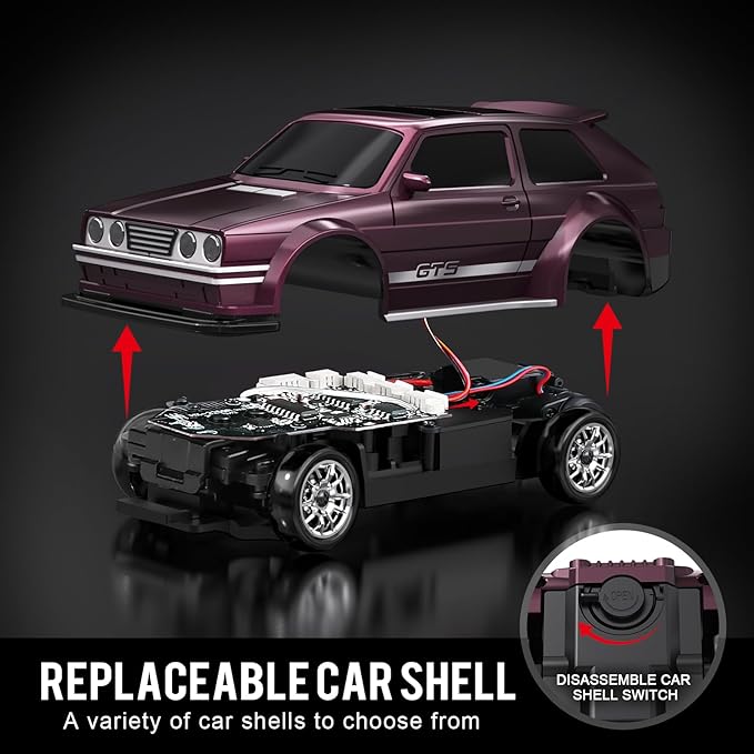 1/43 Mini RC Drift Car with Gyroscope, 4WD Full Proportional RC Car, 2.4GHZ Hobby Grade Remote Control Cars, RTR Model Vehicle, 20+KM/H High Speed for Hobbyists Kids Adults (Maroon)