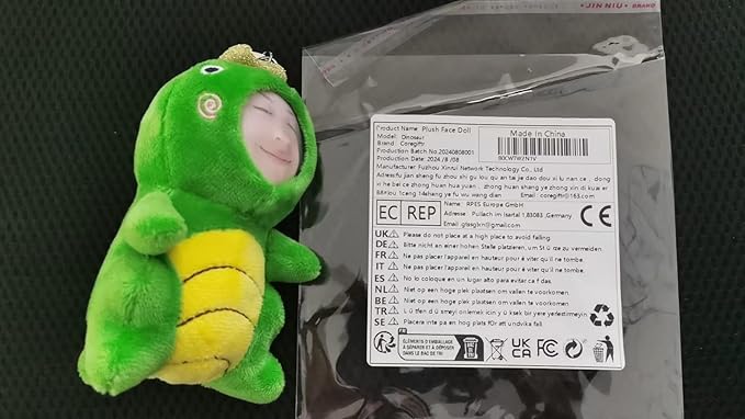 Personalized Dinosaur Stuffed Animal Key Chain – Customizable Dinosaurs Plush Toy, Gift with Your Face Photo,5 inches