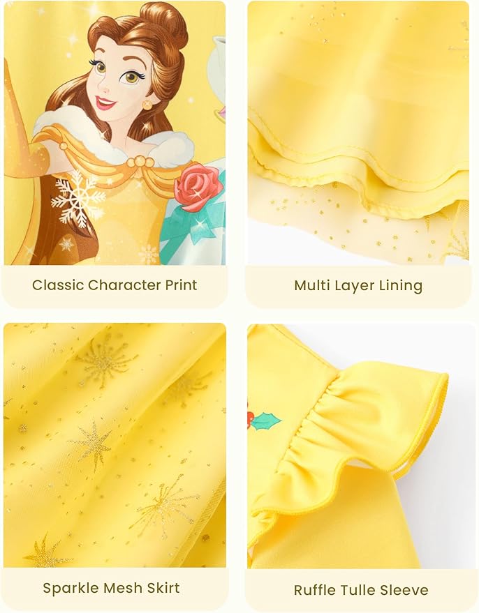 Disney Princess Frozen Minnie Mouse Dress Girls Sparkle Ruffle Tulle Tutu Birthday Party Fall Outfits Clothes Baby to Toddler