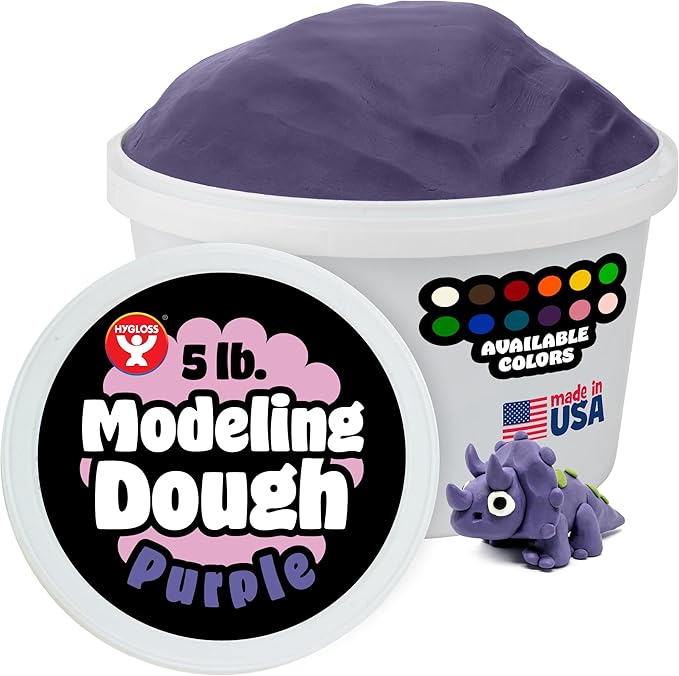 Hygloss Play Modeling Dough for Kids – Safe & Non-Toxic Sensory Dough for Arts and Crafts – 5 lb Tub – Play Clay for Toddler Activities, Preschool Classroom Must-Haves – Purple Color, Unscented