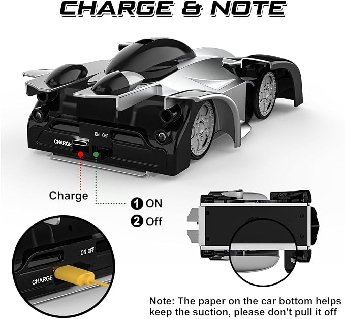 Wall Climbing Remote Control Car, Dual Mode 360° Rotating RC Stunt Car with Headlight, Rechargeable RC Car Toys for 3 4 5 6 7 8-12 Year Old Boys Girls Kids (Silver)