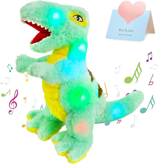 Glow Guards Light up Musical T-Rex Dinosaur Stuffed Animal,Soft Dinosaur Plush Toy with LED Night Light&Lullaby Glow in The Dark,Birthday Children's Day Hoilday Gifts for Toddler Kids Boys Girls,14''