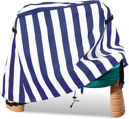 Kids Water Table Cover,Outdoor Heavy 600D Waterproof Anti-UV Dustproof Kids Water Play Table Cover,Compatible with Step2 Rain Showers Splash Pond Toddler Water Table,Blue Striped,Cover Only