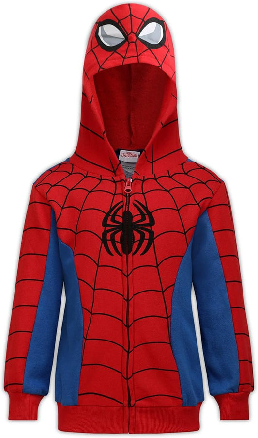 Marvel Avengers Captain America and Spider-Man Boys Zip-Up Hoodie for Toddlers and Big Kids