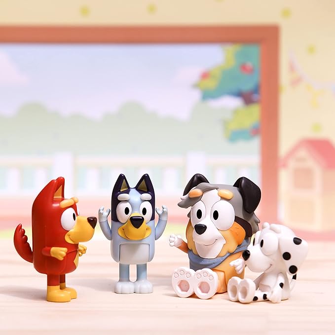 Bluey and Friends 4 Pack of 2.5-3"" Poseable Figures (13052), School 4-Pack