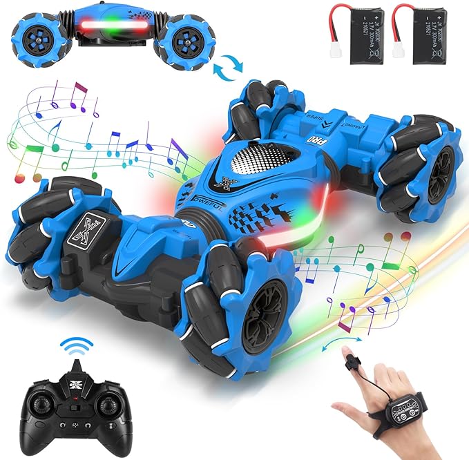 Gesture RC Car, Gesture Sensing RC Stunt Car Toy for Boys Girls, 360° Rotate 4WD Drift Off Road with Lights Music, Best Birthday Gift Toys for Kids Age 8-13 6 7 8 9 10 11 12 Years Old