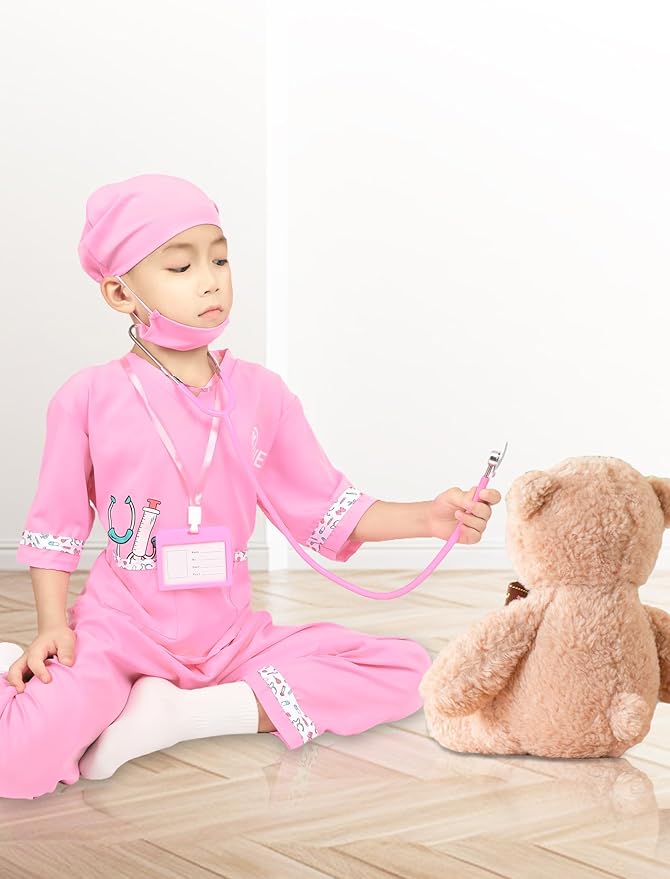 ANPHILE Kids Veterinarian Costume, Kids Doctor Vet Costume Outfit Pretend Play Dress Up Set for Career Day