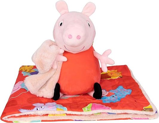 Plushible Blankie Bestie Peppa Pig Stuffed Animal Blanket – 2-in-1 Baby Plush Toy with Ultra Soft Sensory Fabric, Machine Washable Baby Blanket with Stuffed Animal for Infants & Toddlers – Pink