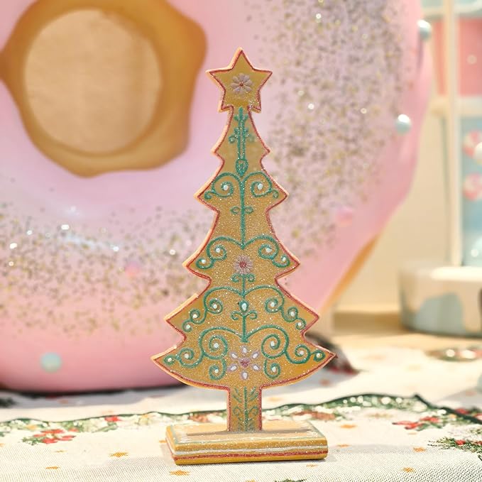 Gingerbread Tree Gingerbread Christmas Decorations Indoor Resin Christmas Tree Statue Decorations Kitchen Tabletop Xmas Decor