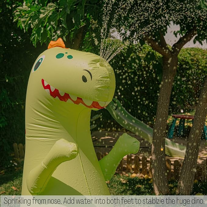 Float Joy Sprinkler for Kids Outdoor Play Water Sprinkler Inflatable 5.5ft Giant Dinosaur T-REX Great Gift for Kids and Adults Water Toy for Pool Party Decorations Summer Yard Party