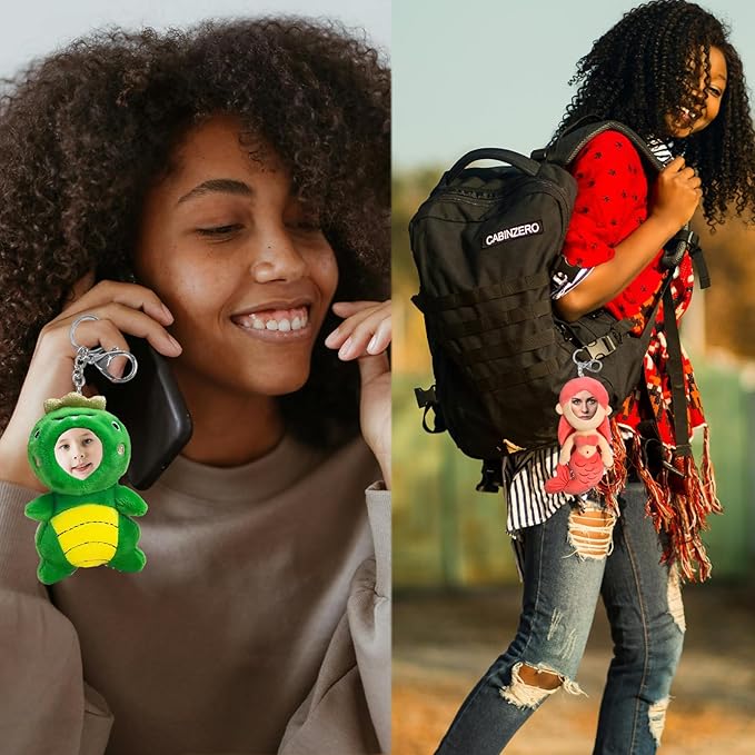 Personalized Small Animal Stuffed Animal Key Chain – Customizable Small Animal Plush Toy, Gift with Your Face Photo!