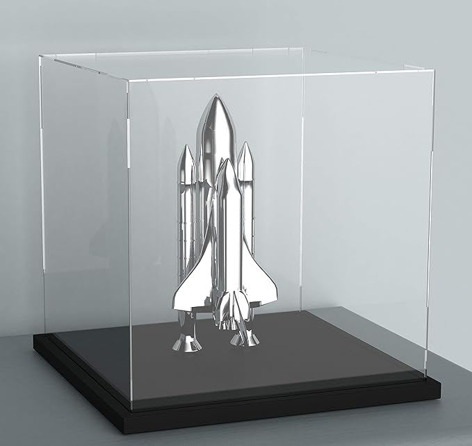 Acrylic Display Case with Lid, 14.5 Inch Acrylic Box with Black Velvet Disaply Stand, Clear Display Case for Collectibles, Action Figures (Outer Size 14.5x11x11 inch)