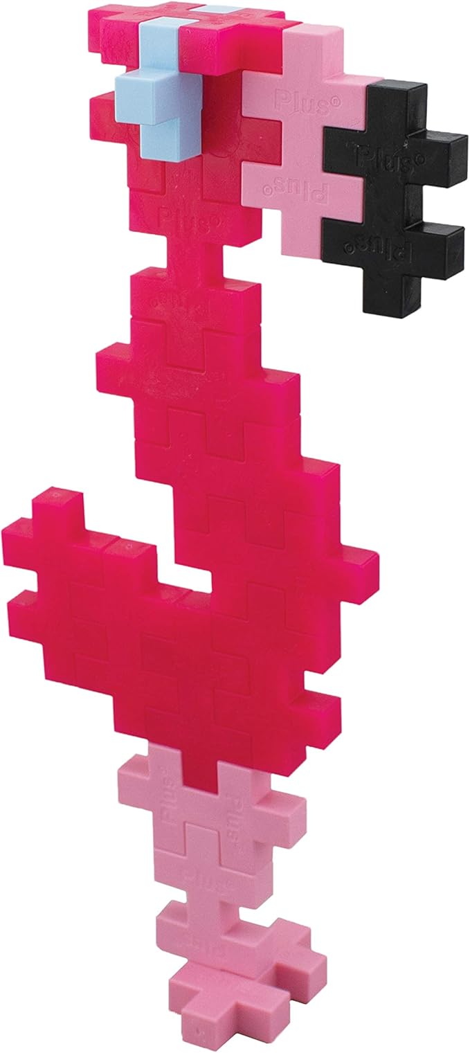 PLUS PLUS Big - Instructed Tube - 15 Piece Flamingo - Construction Building Stem/Steam Toy, Interlocking Large Puzzle Blocks for Toddlers and Preschool
