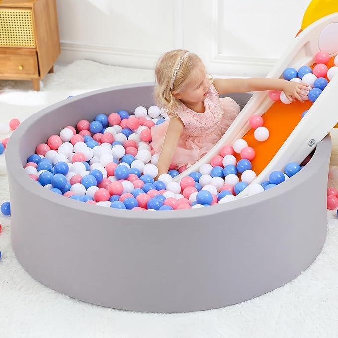 Wilwolfer Foam Baby Ball Pit for Toddlers: 47 x 14.5 inch Extra Large Kids Ball Pit, Indoor Outdoor Babies Playpen, Kids Soft Play Toys, Birthday Gift for Girl Boy - Balls Not Included