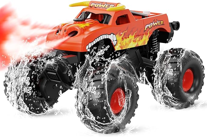 Waterproof RC Cars - 1:16 Monster Remote Control Truck, Christmas Birthday Gifts for Boys 8-12, 4WD All Terrain Off-Road RC Truck, Amphibious Pickup Toys for 8 9 10 11 12 Year Old, Orange