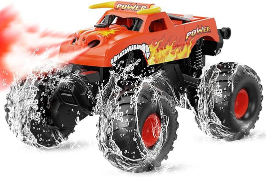 Waterproof RC Cars - 1:16 Monster Remote Control Truck, Christmas Birthday Gifts for Boys 8-12, 4WD All Terrain Off-Road RC Truck, Amphibious Pickup Toys for 8 9 10 11 12 Year Old, Orange