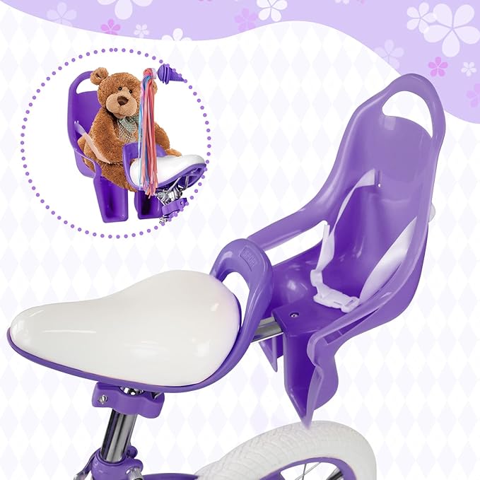 KORIMEFA Girls Bikes Ages 2-4 4-6 6-8 with Training Wheels 12 14 16 Inch, Little Small Kids Princess Toddler Bicycle with Streamers, Pedal Bike with Basket and Doll Seat, Coaster Brake, Birthday Gift