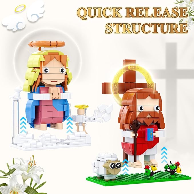Jesus & Virgin Mary Building Set, Compatible with Lego Jesus Figures, Thanksgiving, Christmas, Easter Gift, Christian Gift for Kids Boys Girls 6+ (503 PCS)