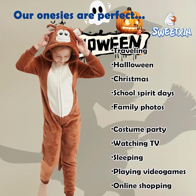 SWEETXIN Unise Kids Jumpsuit Cosplay Onesie One Piece Suit for Girls Boys Halloween Character Costume Dress Up Party