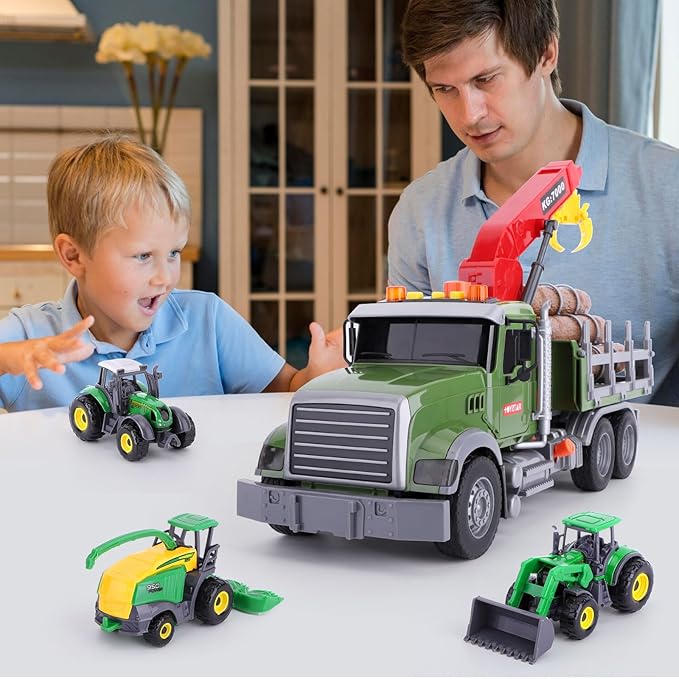 Tow Truck Toy Set for Kids Ages 4 to 8 Includes Farm Truck 3 Random Metal Trucks with Hook Perfect Toddler Toys for Boys and Girls 3 Years and Up Kids Toys Fun Playtime Vehicle Collection