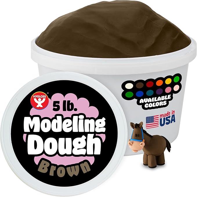 Hygloss Play Modeling Dough for Kids – Safe & Non-Toxic Sensory Dough for Arts and Crafts – 5 lb Tub – Play Clay for Toddler Activities, Preschool Classroom Must-Haves – Brown Color, Unscented
