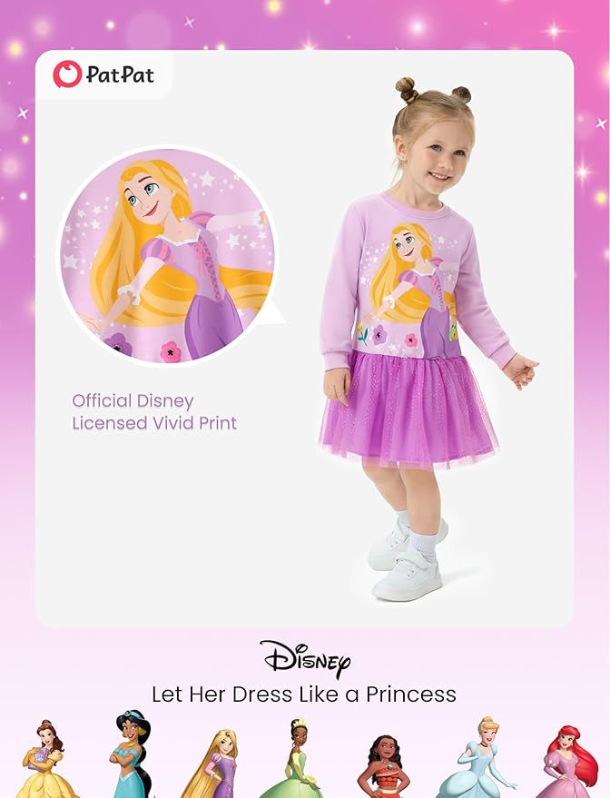 Disney Stitch Minnie Elsa Princess Sweatshirt Dress Toddler Girl Sequin Long Sleeve Pullover Clothes Fall Outfit 2-9 Years