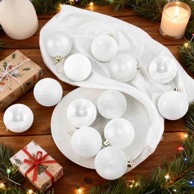 2.36" Christmas Balls Christmas Tree Ornaments Shatterproof Plastic Holiday Ornament Festival Hanging Ball Holiday Decorations Set of 24pcs