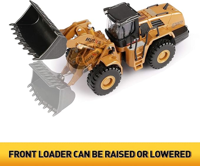 1/50 Scale Diecast Four Wheel Loader Truck Toy, Metal Construction Equipment Bulldozer Models for Kids (Wheel Loader)