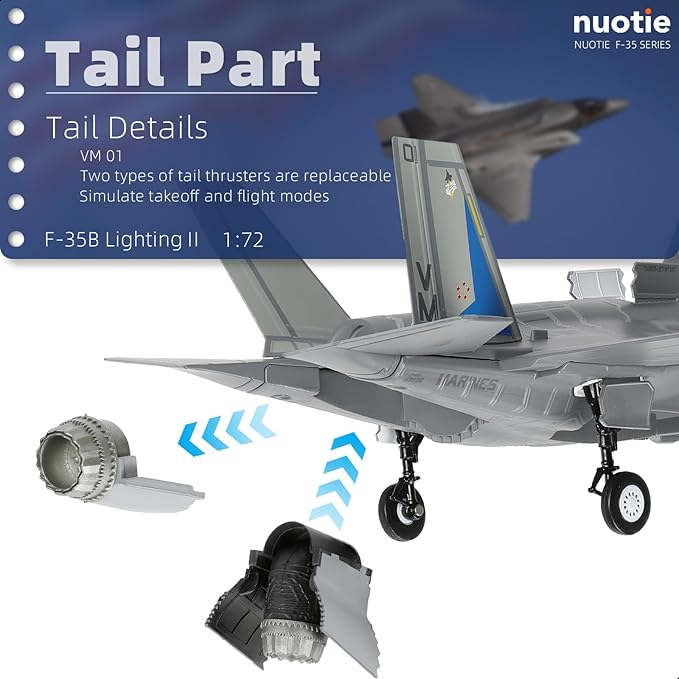 1/72 F-35B Lighting II Fighter Aircraft Die-cast Model - U.S. Marine Corps VMFAT-501 Worlords Squadron With Display Stand - F35B Plane Collection Gift for Adults