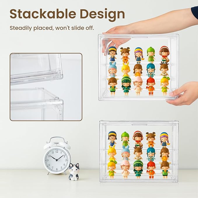 Acrylic Display Case, 3 Tier Clear Figure Display Box, Detachable Stackable Display Cabinet for Collectibles, 1 Pack