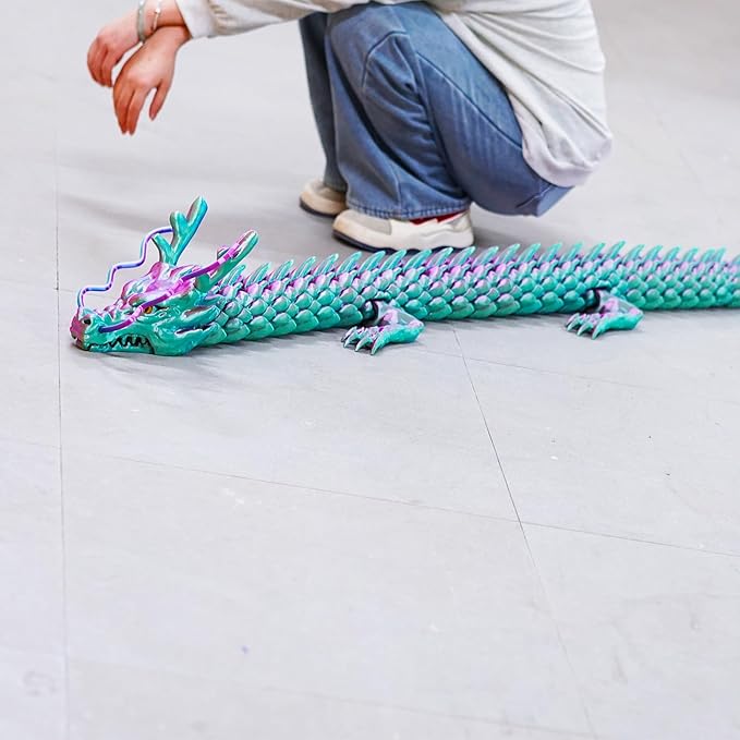 47.3inch Super Large 3D Printed Dragon Models,Flexible Joint Animal lacertid Figurines, 3D Printing Stuff Cheap,Stress Relief, Fidget restlessness, ADHD Toys, Surprise Fantasy Gifts (79inch)