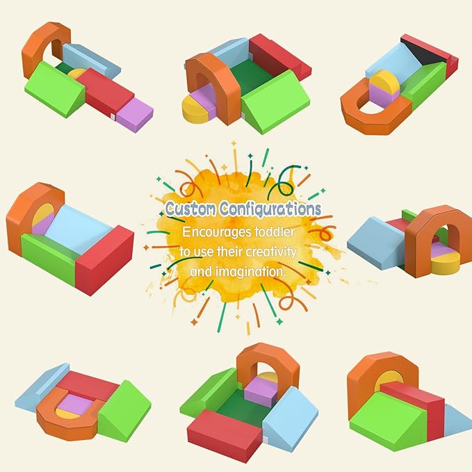 6 Piece Foam Climbing Blocks, Pu Leather Soft Play Large Baby Climbing Gym Indoor Climbing Toys for Toddlers 1-3 Inside