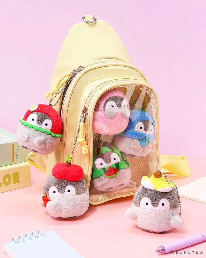 Mini Plush – 3" Penguin Collectible with Peach Costume – Officially Licensed Soft Bag Charm