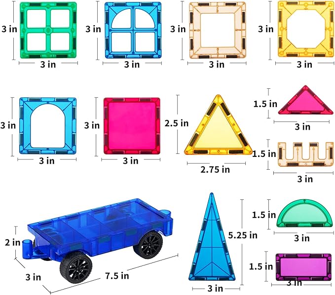 TEMI Magnet Tiles, 80 PCS Magnet Building Toy, Magnets Building Set, Learning and Education Toys Christmas Toy Gifts for Ages 3 4 5 6 7 8+ Year Old Toddler Kids Boys and Girls