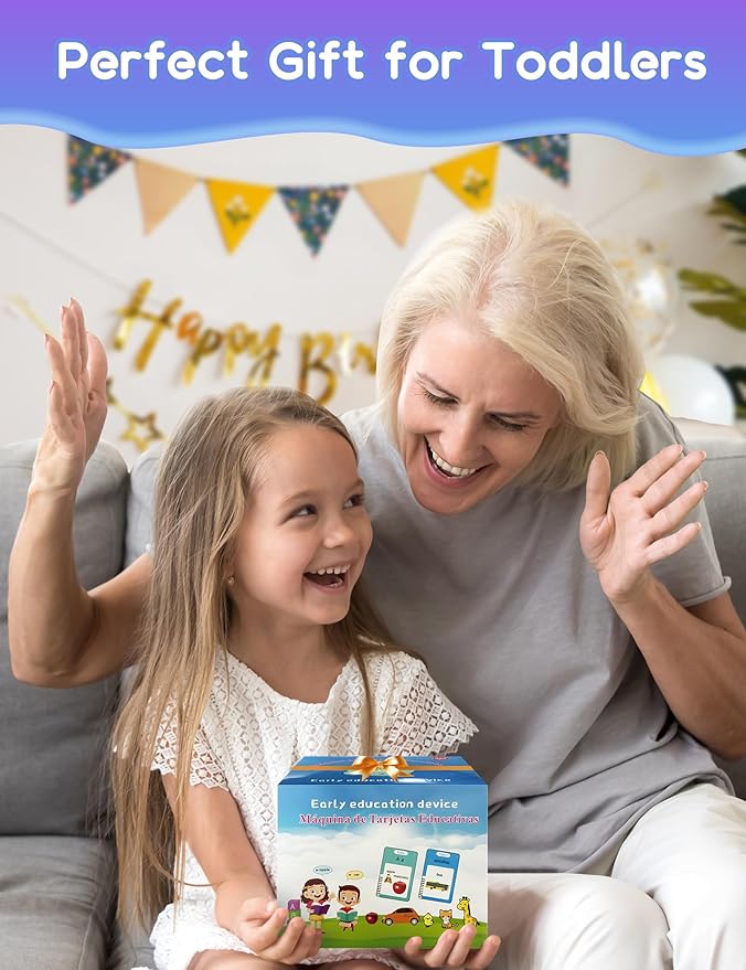 Spanish & English Talking Flash Cards for Toddlers, 510 Sight Words Bilingual Educational Toys for Children, Autism Sensory Speech Therapy Toys, Española Pocket Vocabulary Learning for Girls