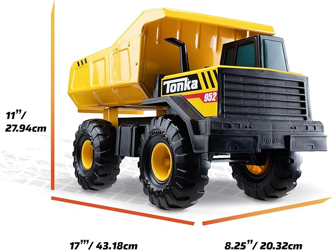 Tonka Steel Classics Mighty Dump Truck - Made with Steel & Sturdy Plastic, Yellow Toy Construction Truck, Boys and Girls, Kids, Toddlers, Ages 3+